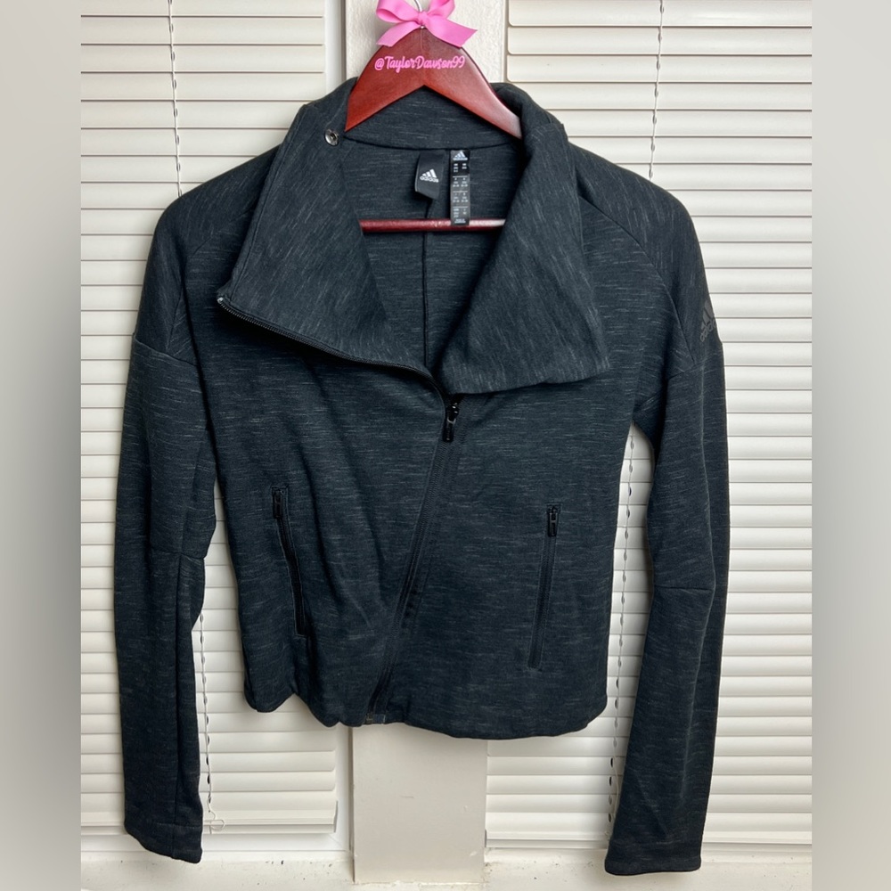 Dark Grey Adidas Cropped Jacket